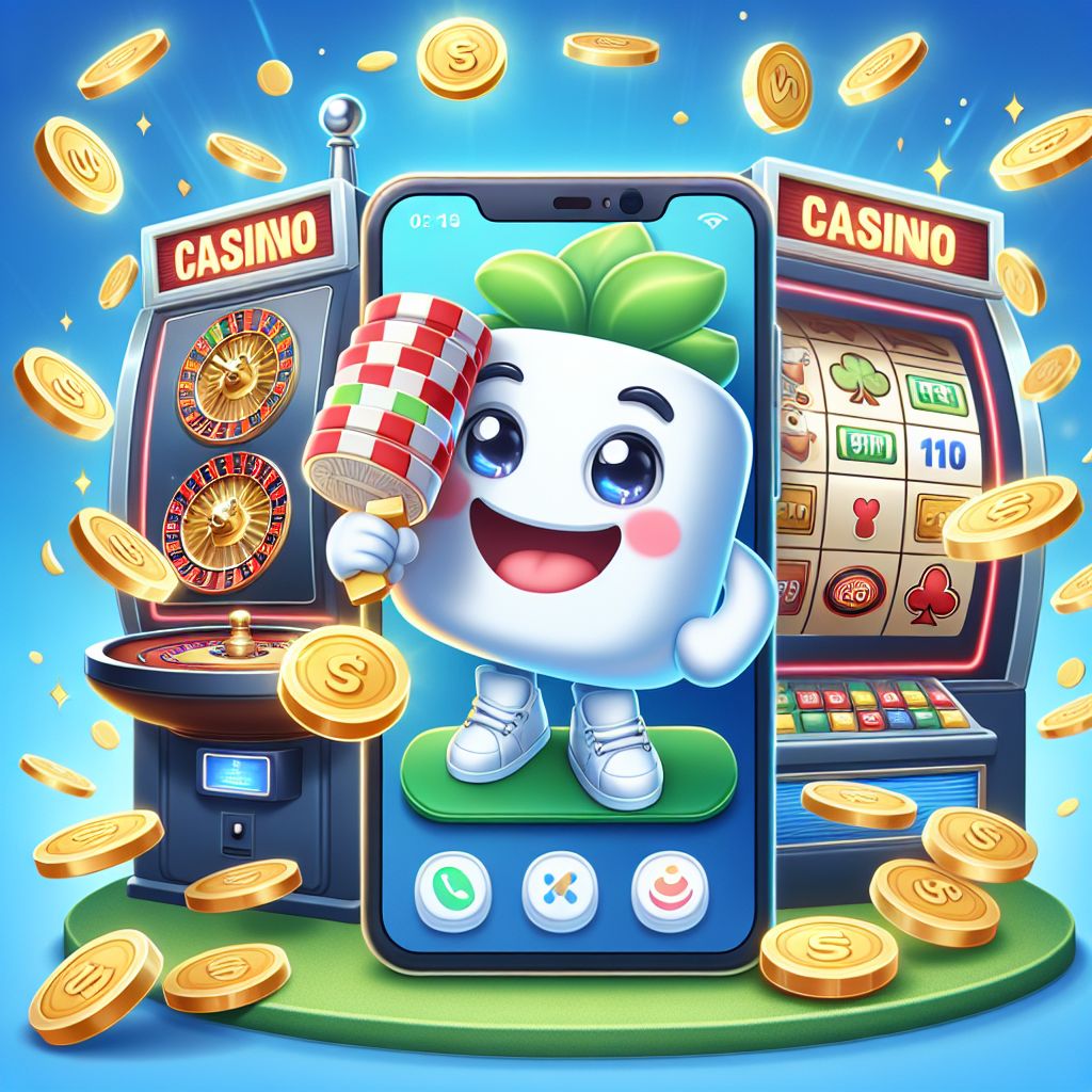 1111TK casino cartoon character with chips, cards, and coins in a Bangladesh-themed gaming scene